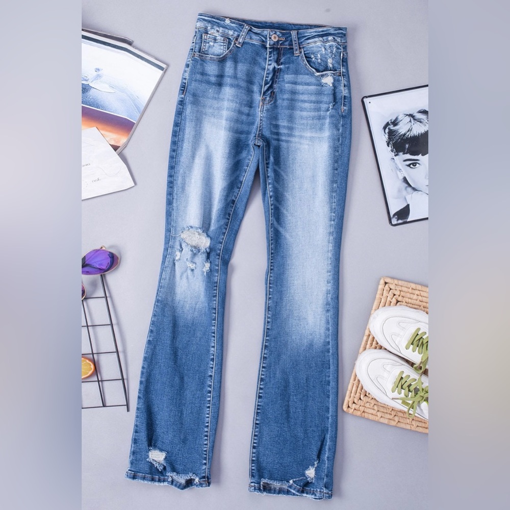 Angie Distressed Boot Cut Jeans